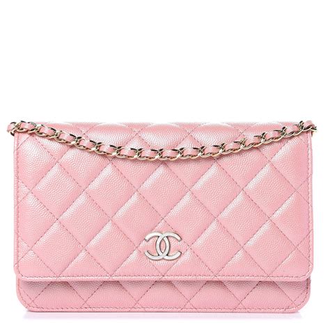 CHANEL Caviar Quilted Wallet on Chain WOC Pink.